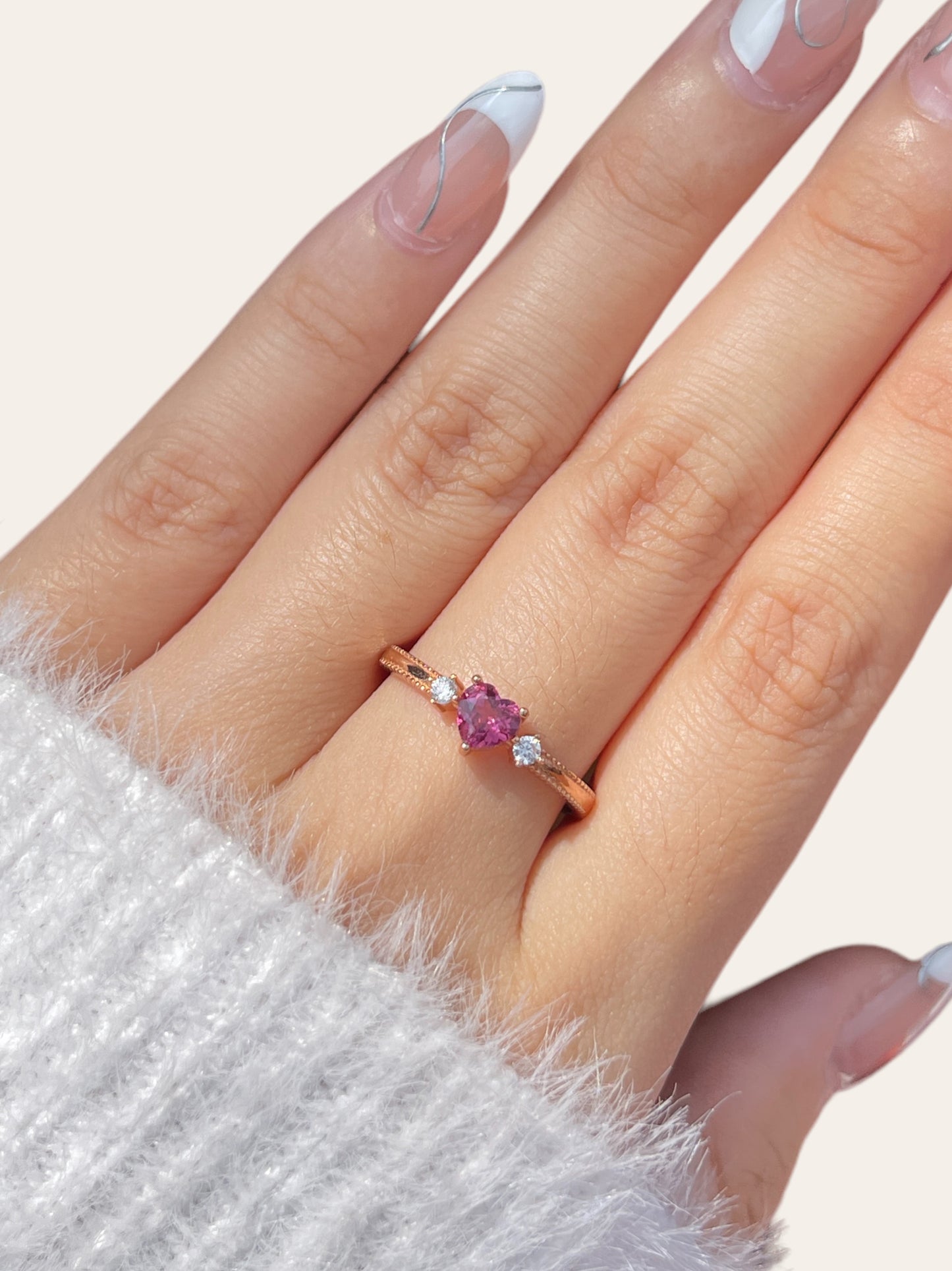 Rhodolite Garnet Heart Ring