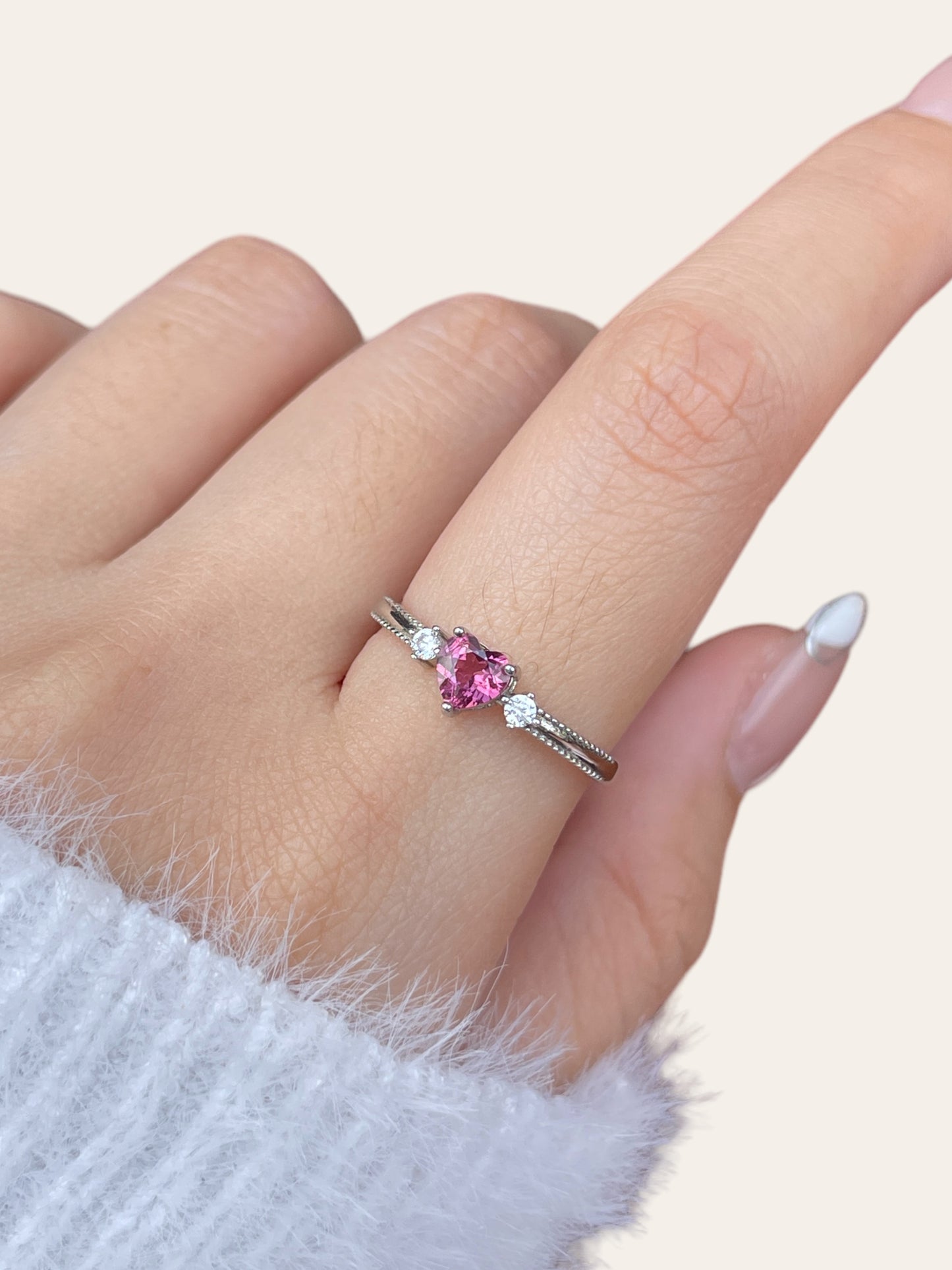 Rhodolite Garnet Heart Ring