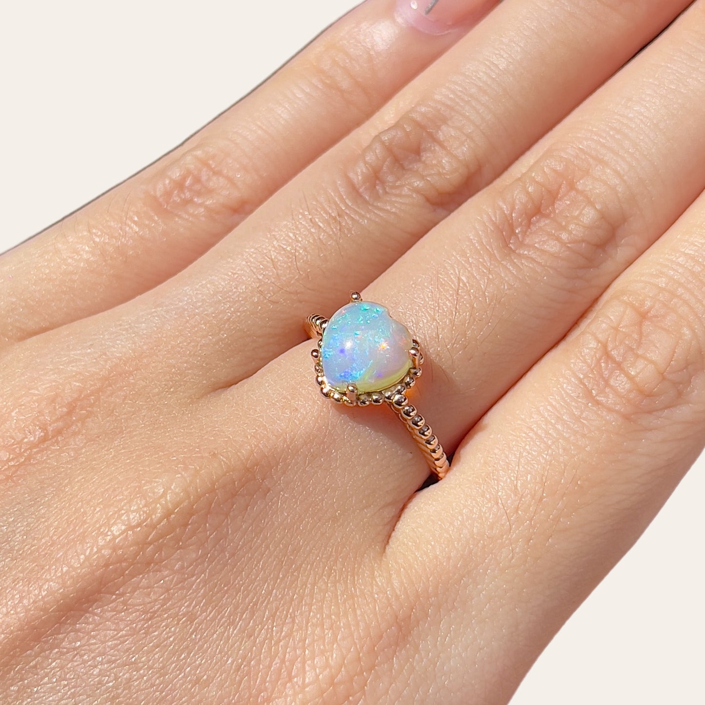 Opal Cabochon Heart Ring