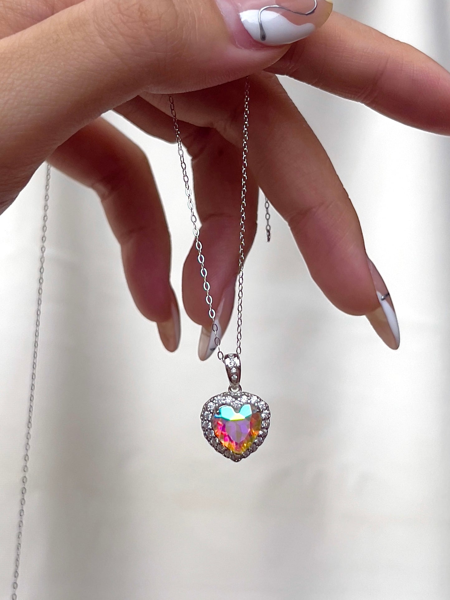 Angel Aura Quartz Heart Necklace