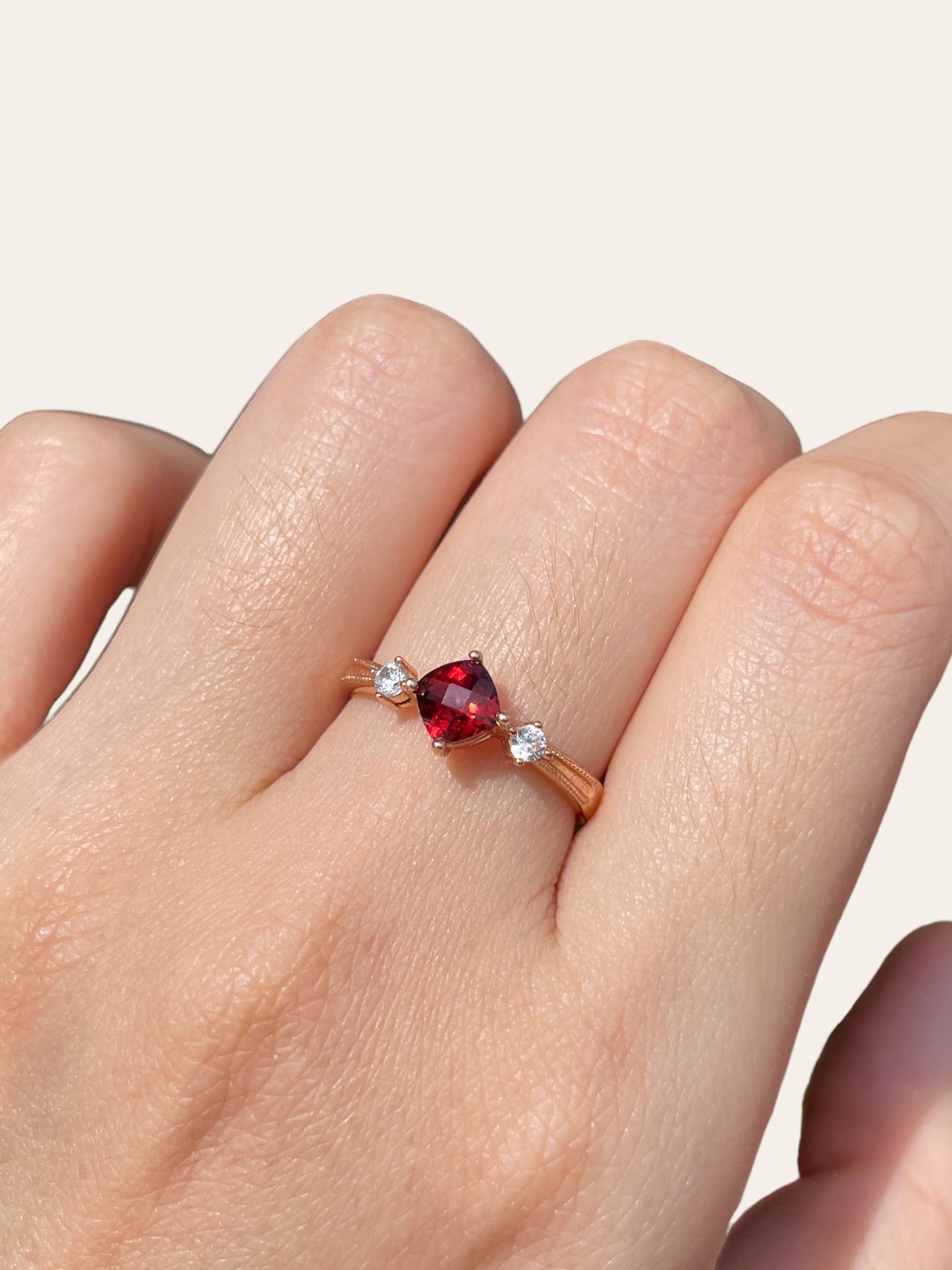 Cushion Cut Garnet Ring