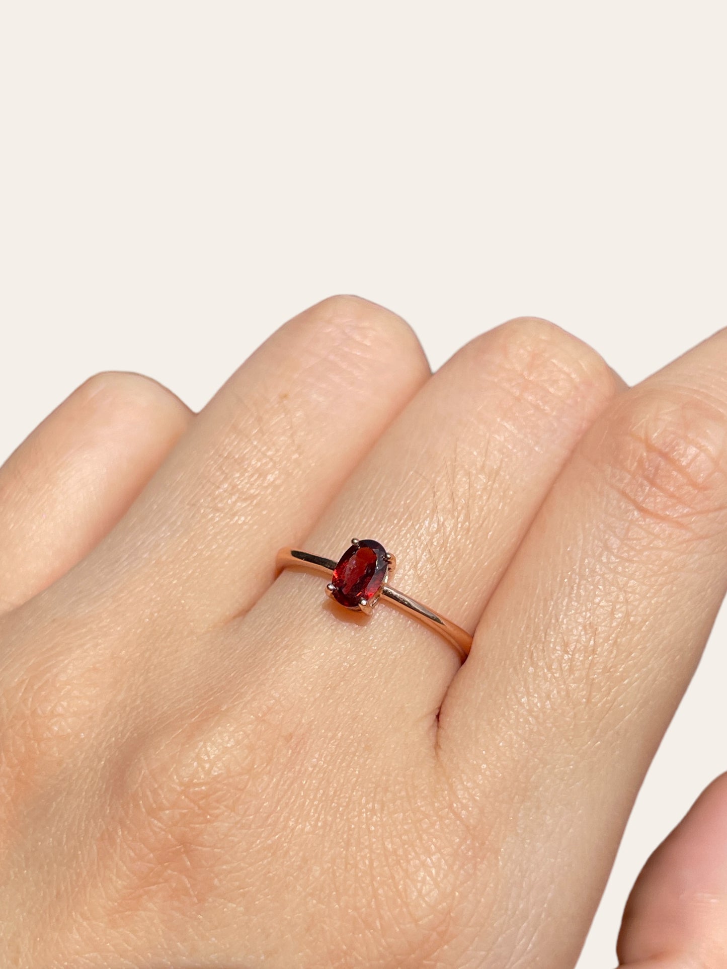 Garnet Oval Solitaire Ring