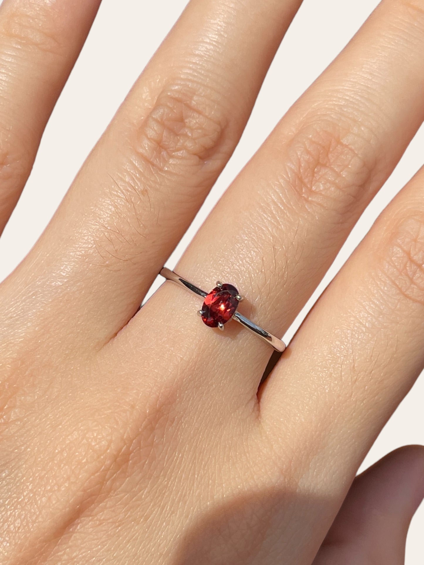 Garnet Oval Solitaire Ring