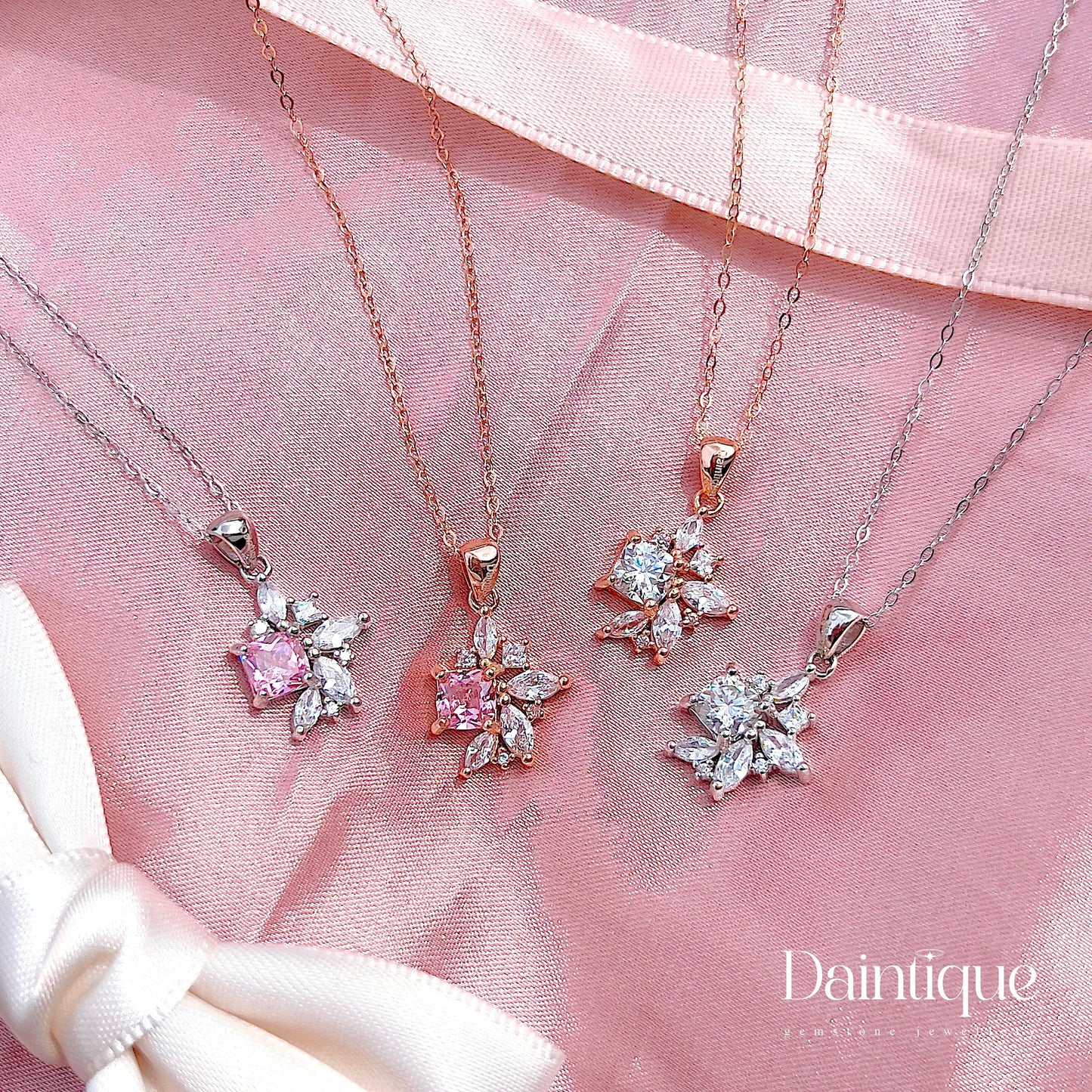 White Moissanite Bejewelled Necklace