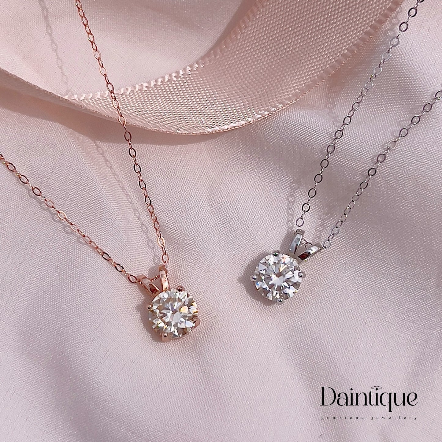 White Moissanite Solitaire Necklace