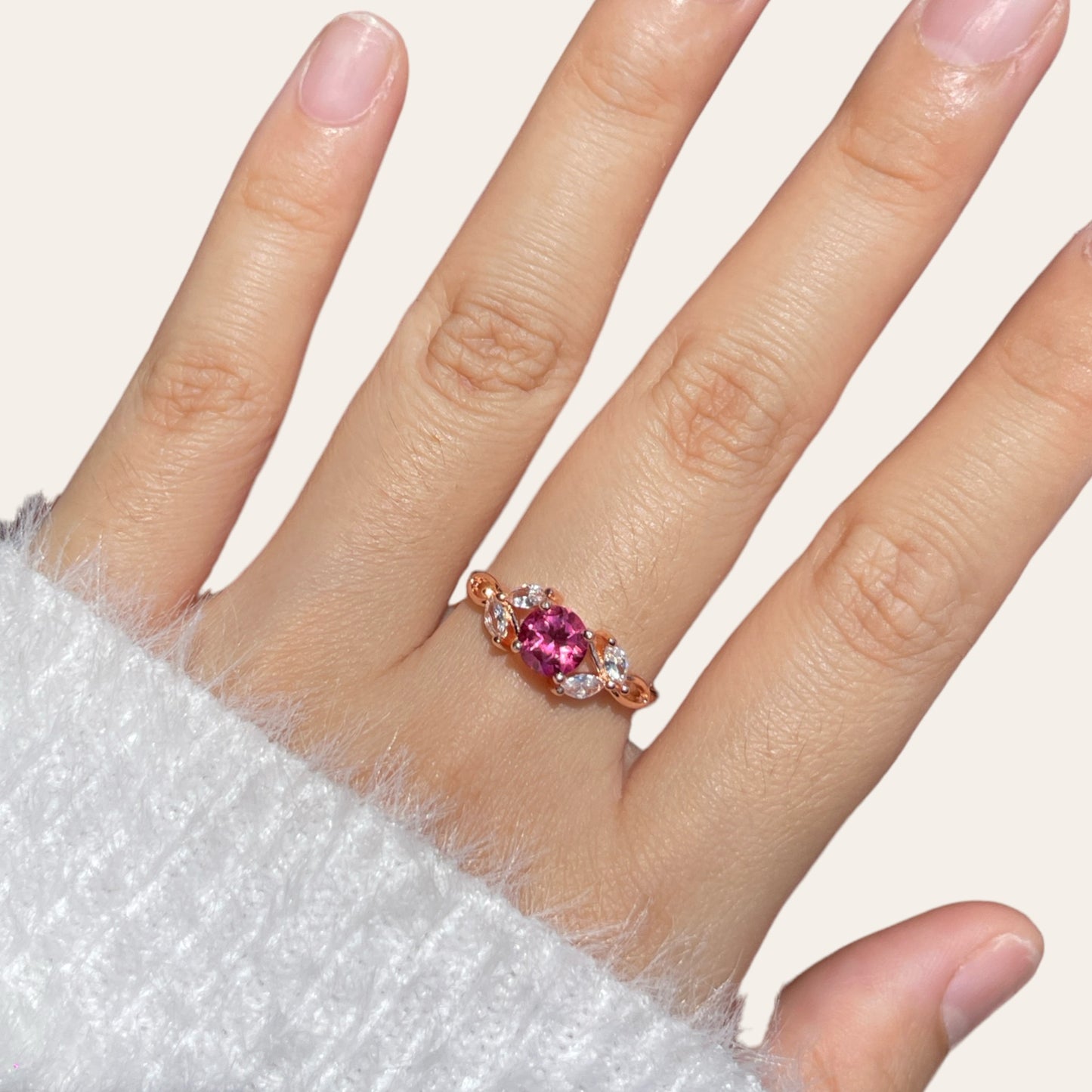 Pink Topaz Floral Ring