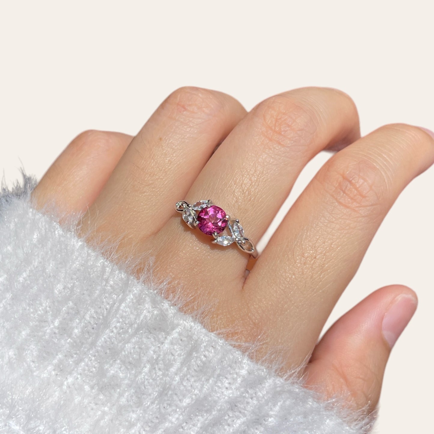 Pink Topaz Floral Ring