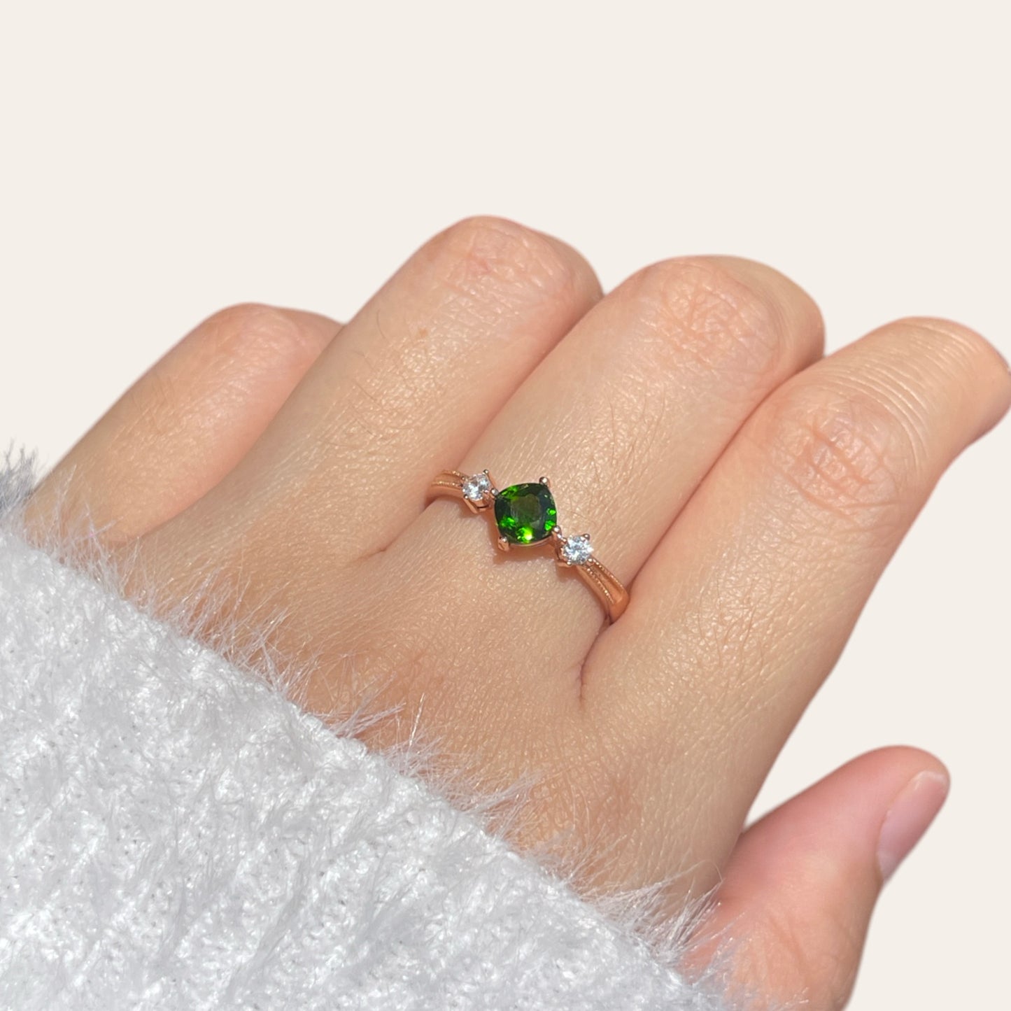 Diamond Diopside Ring