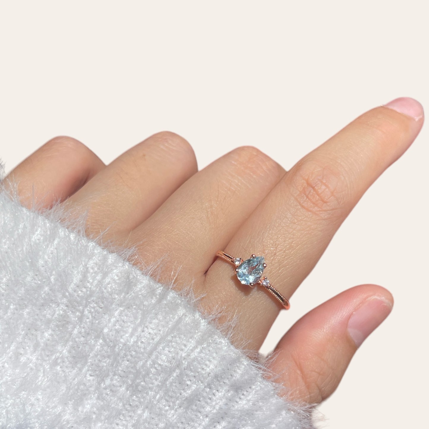 Sky Blue Topaz Pear Ring