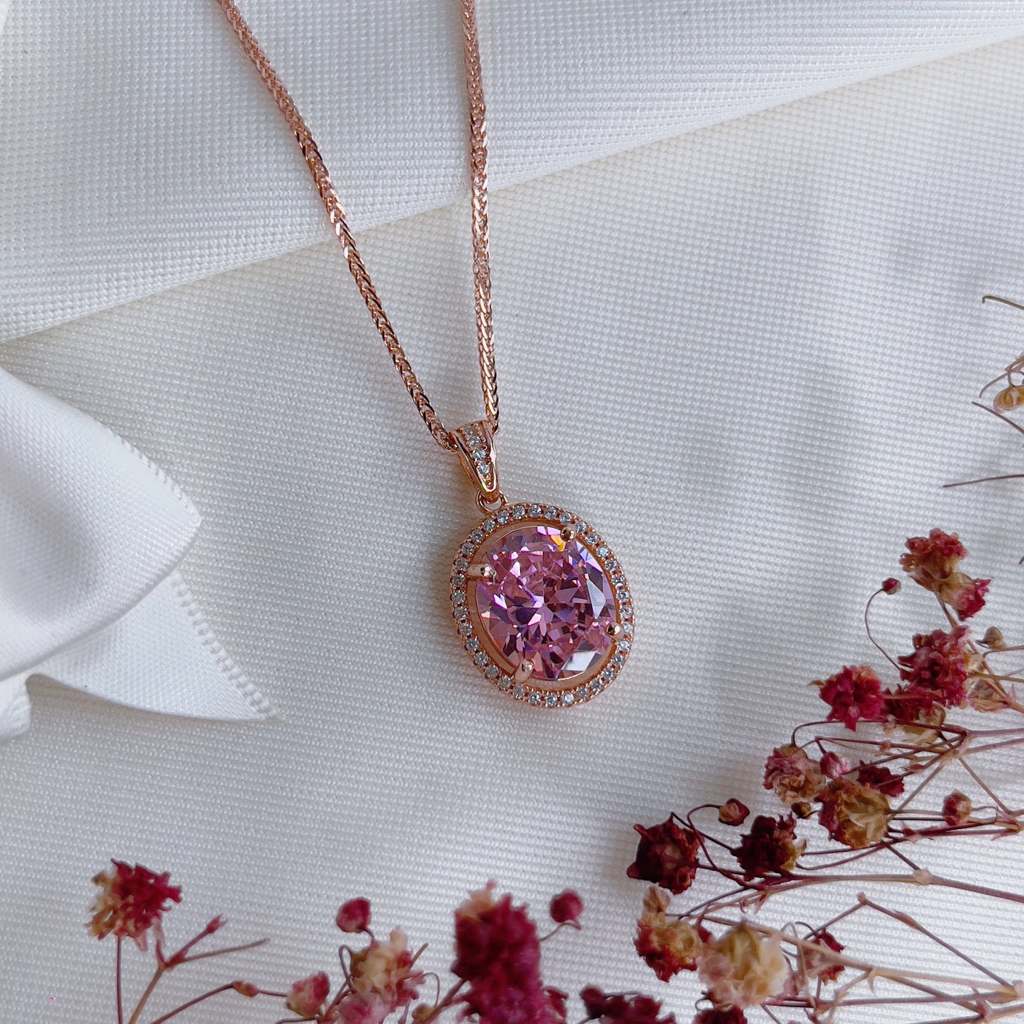 Statement Pink Zirconia Necklace