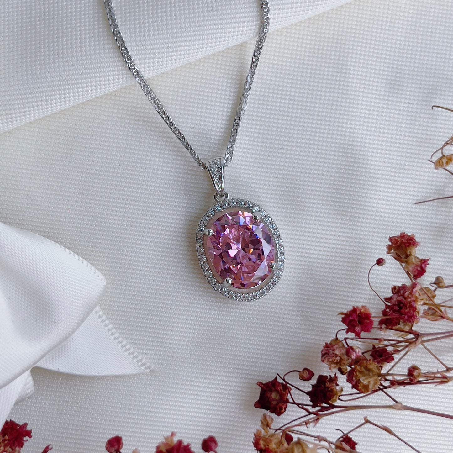 Statement Pink Zirconia Necklace