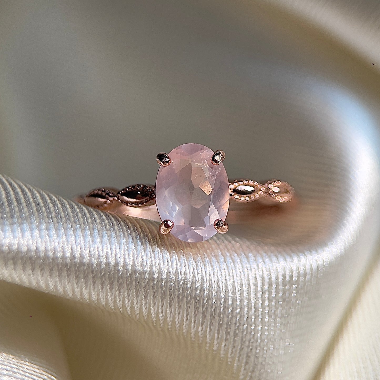 Rose Quartz Oval Ring