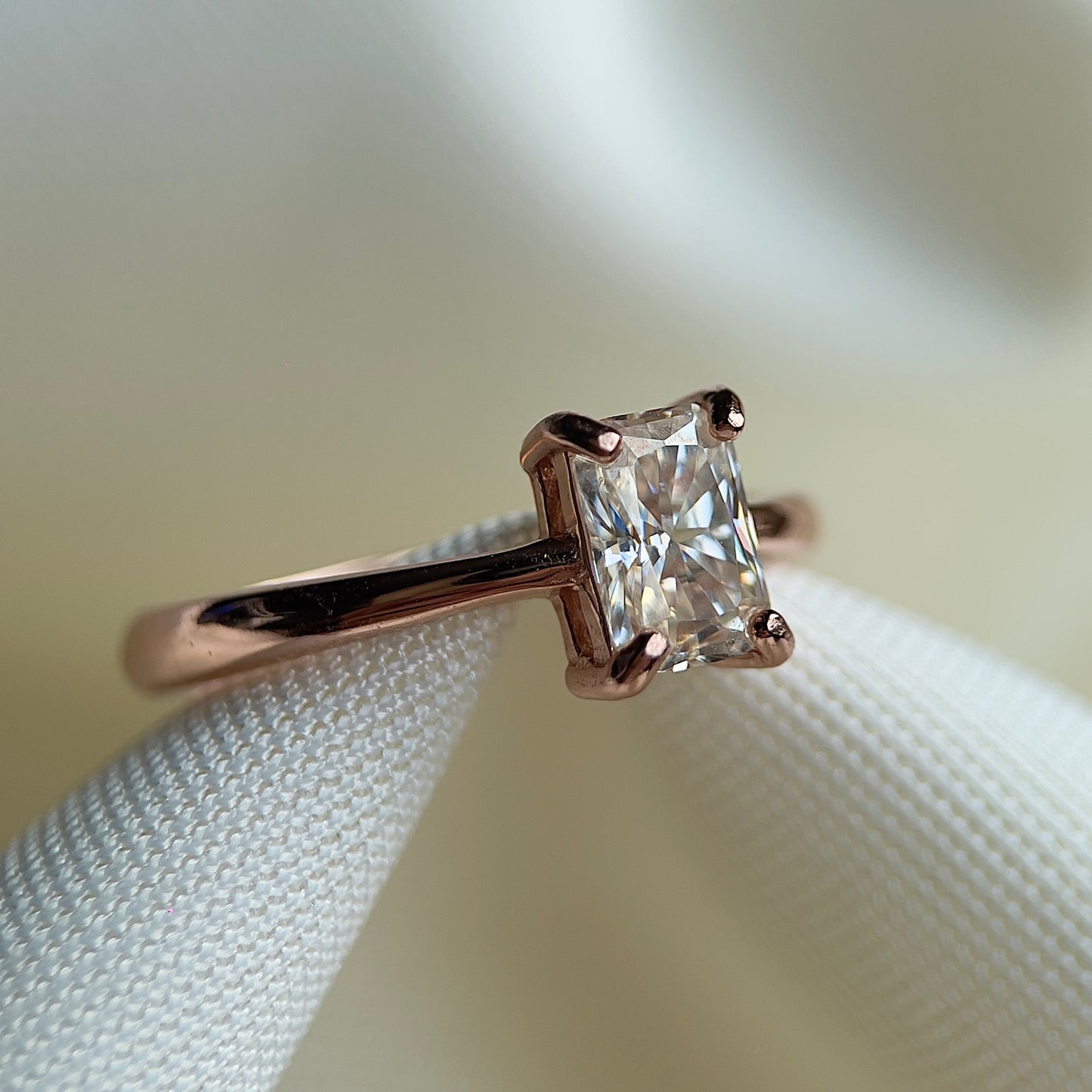 Radiant Cut Champagne Moissanite Ring