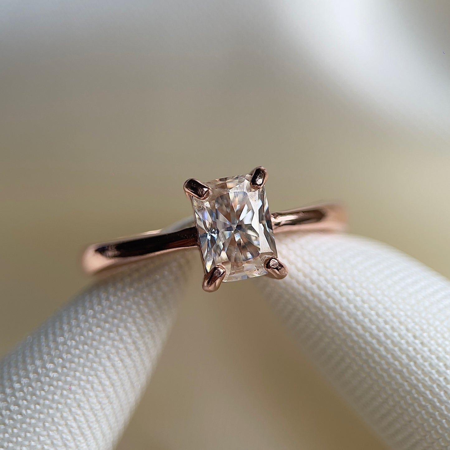 Radiant Cut Champagne Moissanite Ring