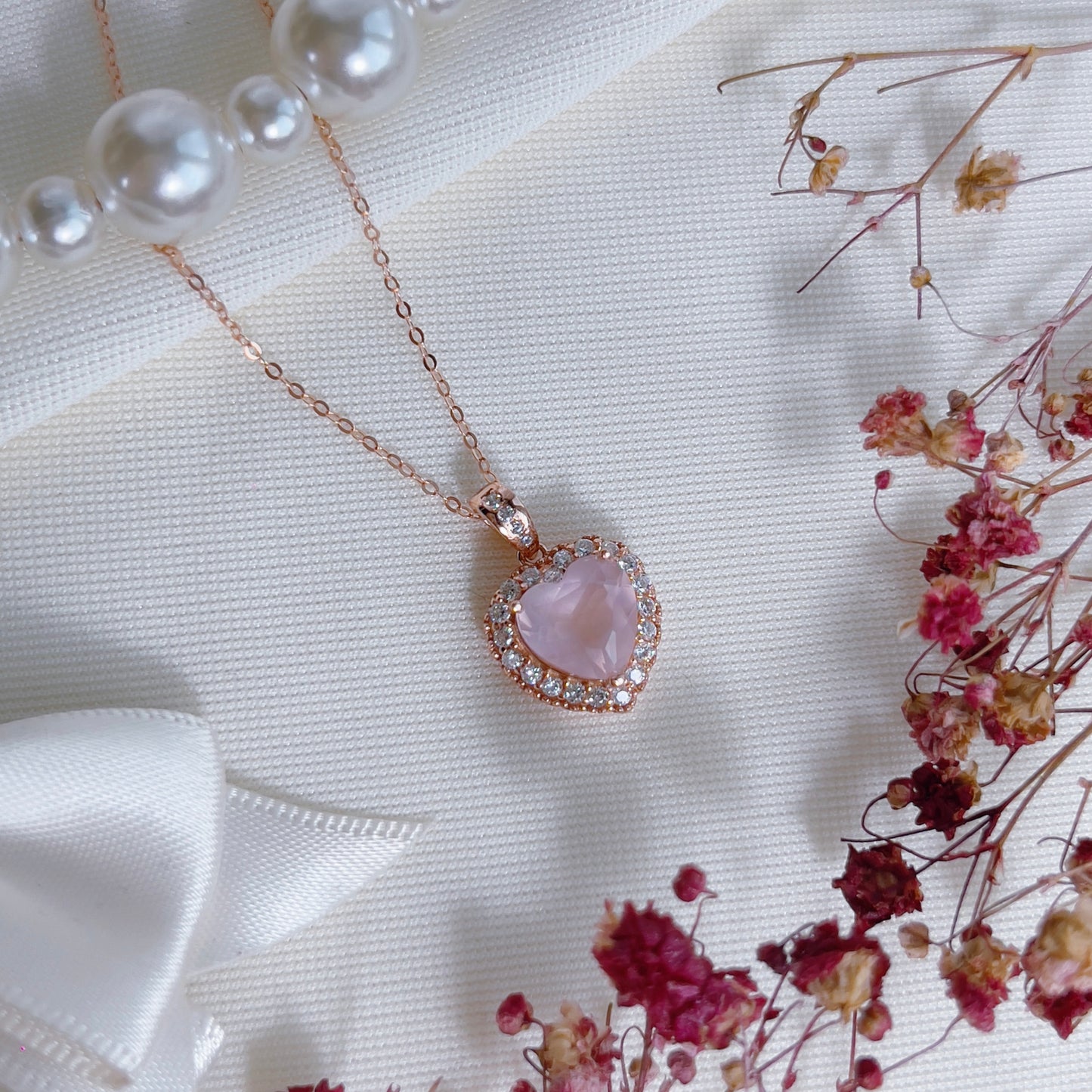 Rose Quartz Heart Necklace