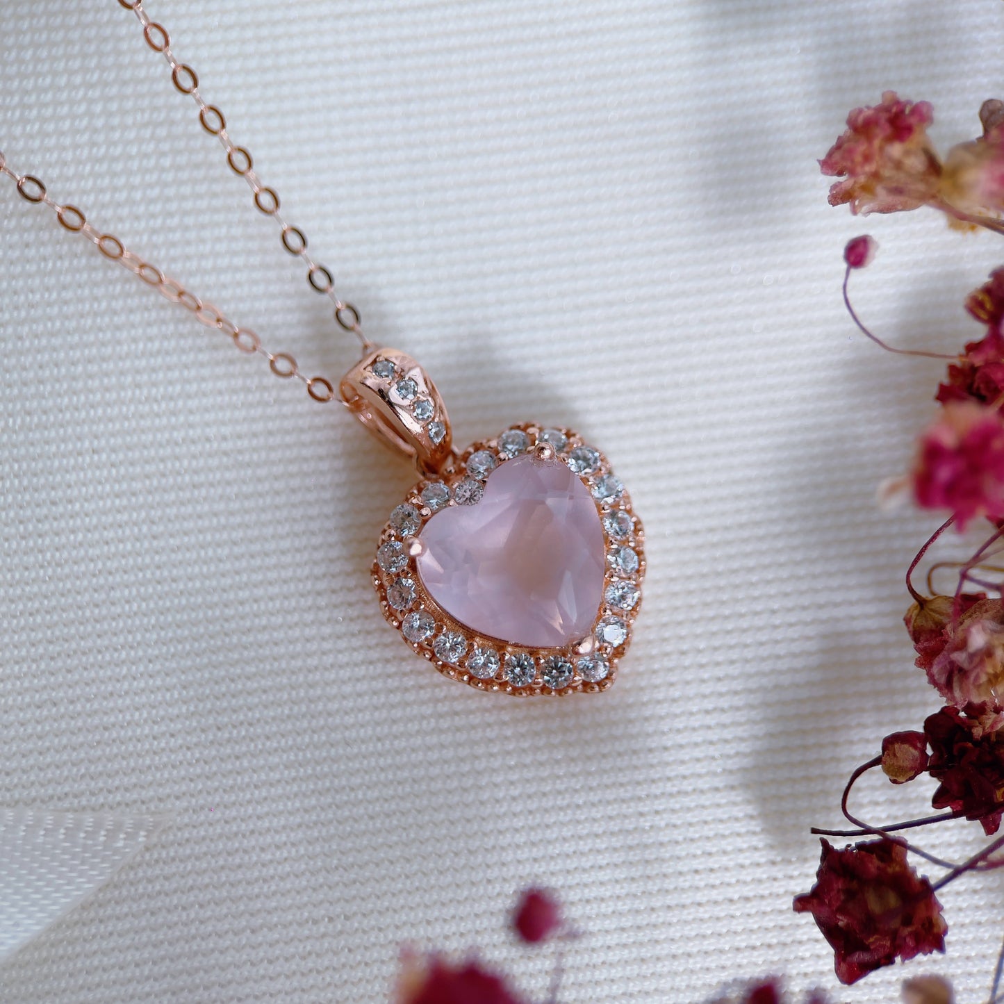 Rose Quartz Heart Necklace