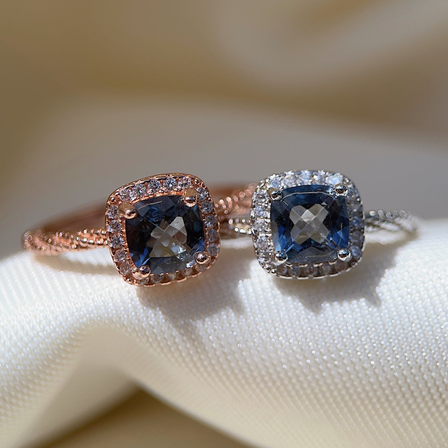 Cushion Cut Tanzanite Topaz Ring