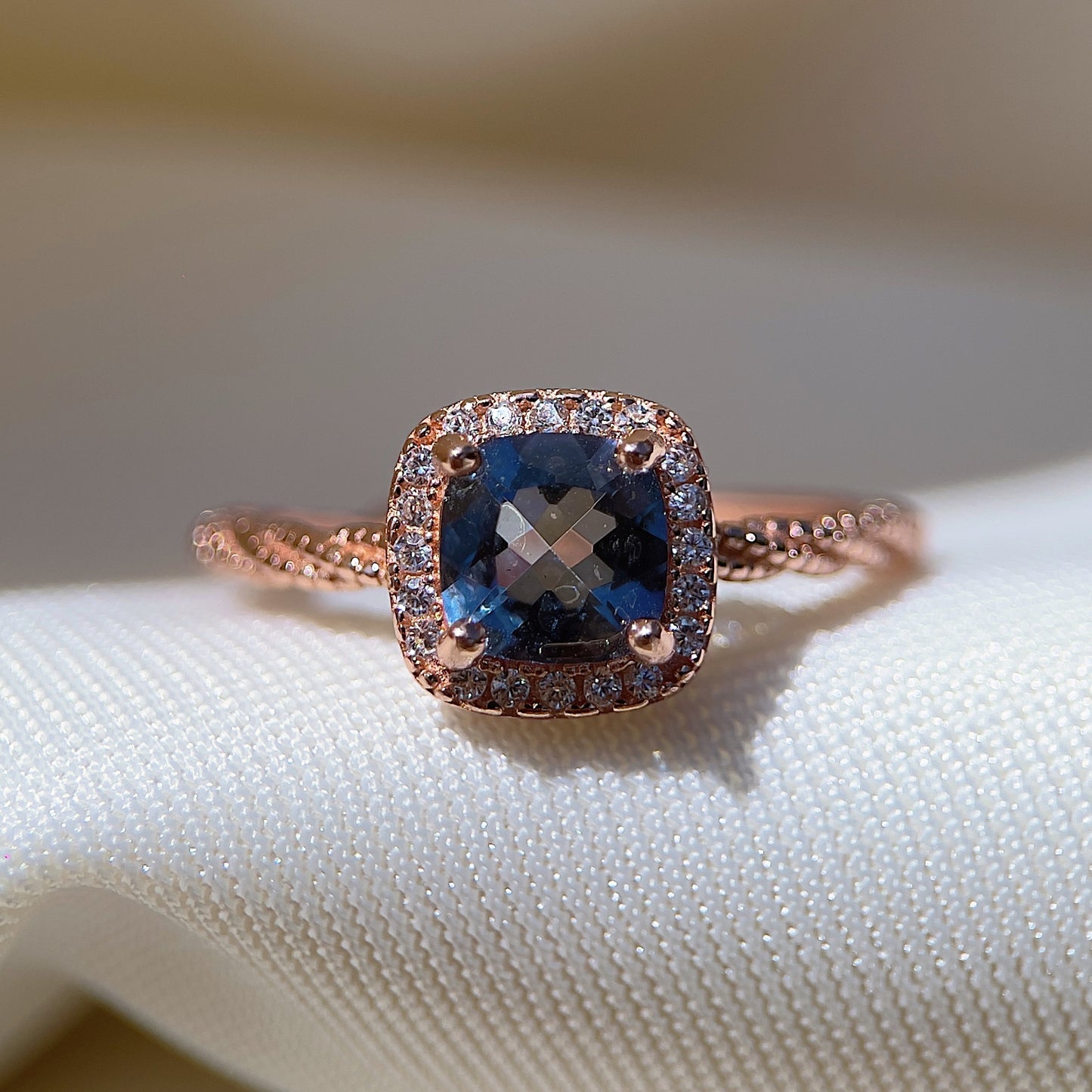 Cushion Cut Tanzanite Topaz Ring