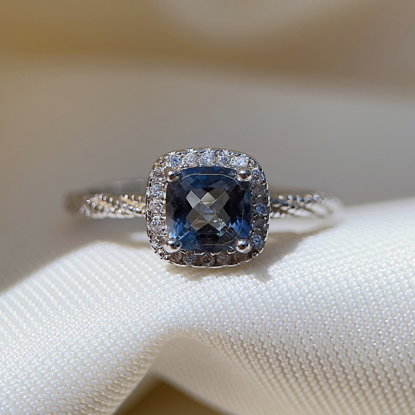 Cushion Cut Tanzanite Topaz Ring