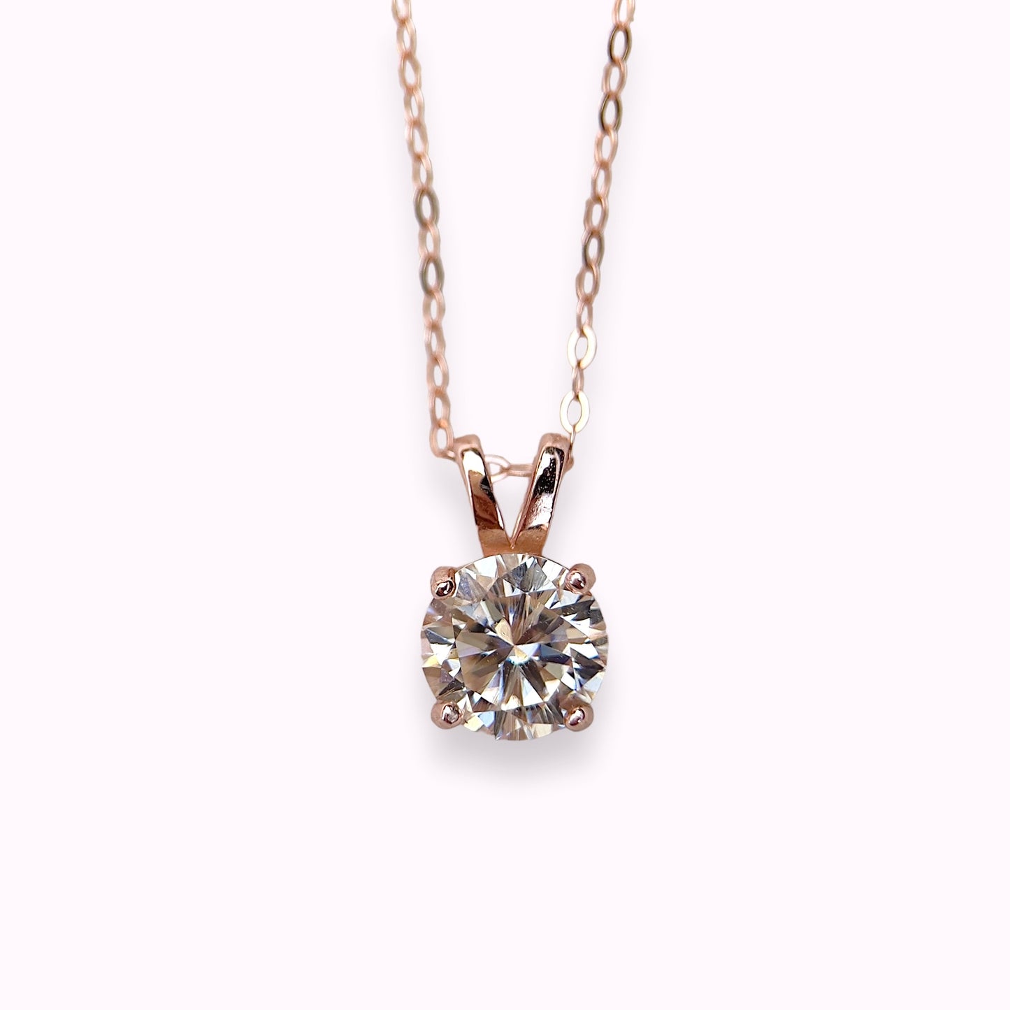 White Moissanite Solitaire Necklace