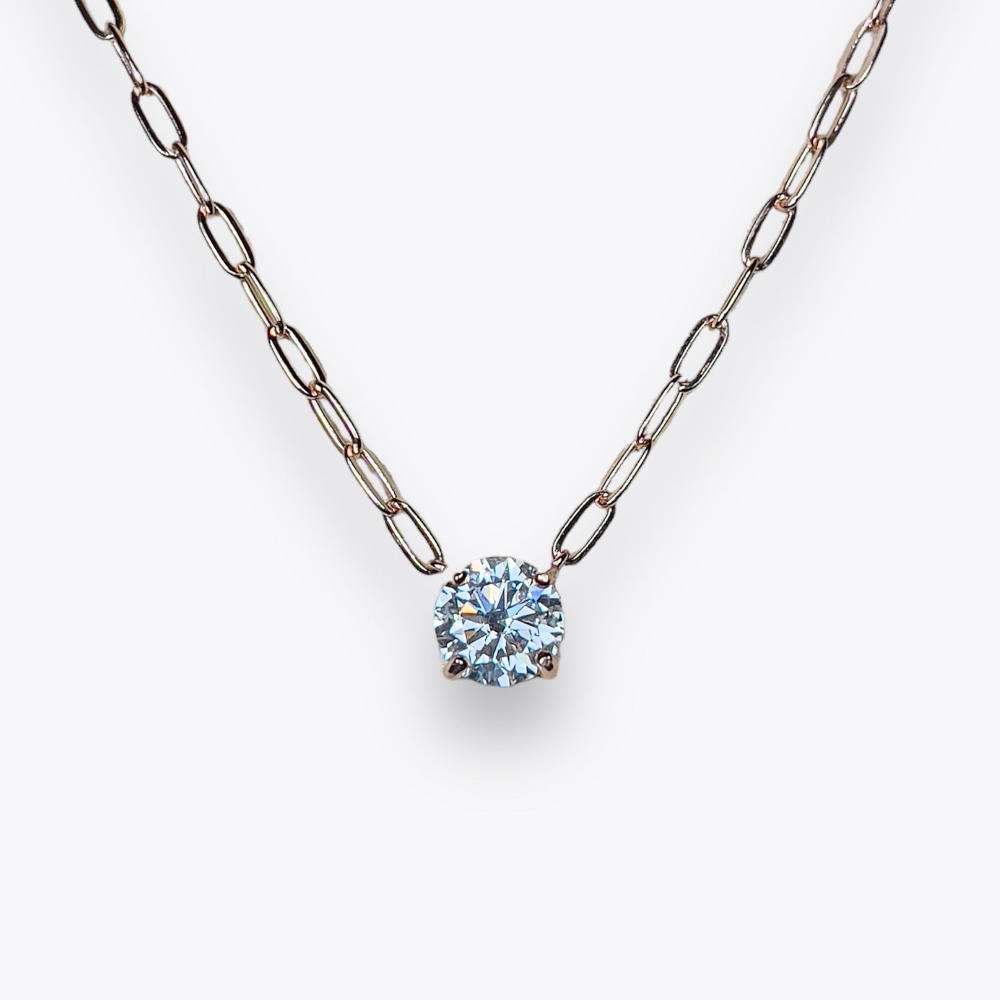 White Moissanite Link Chain Necklace
