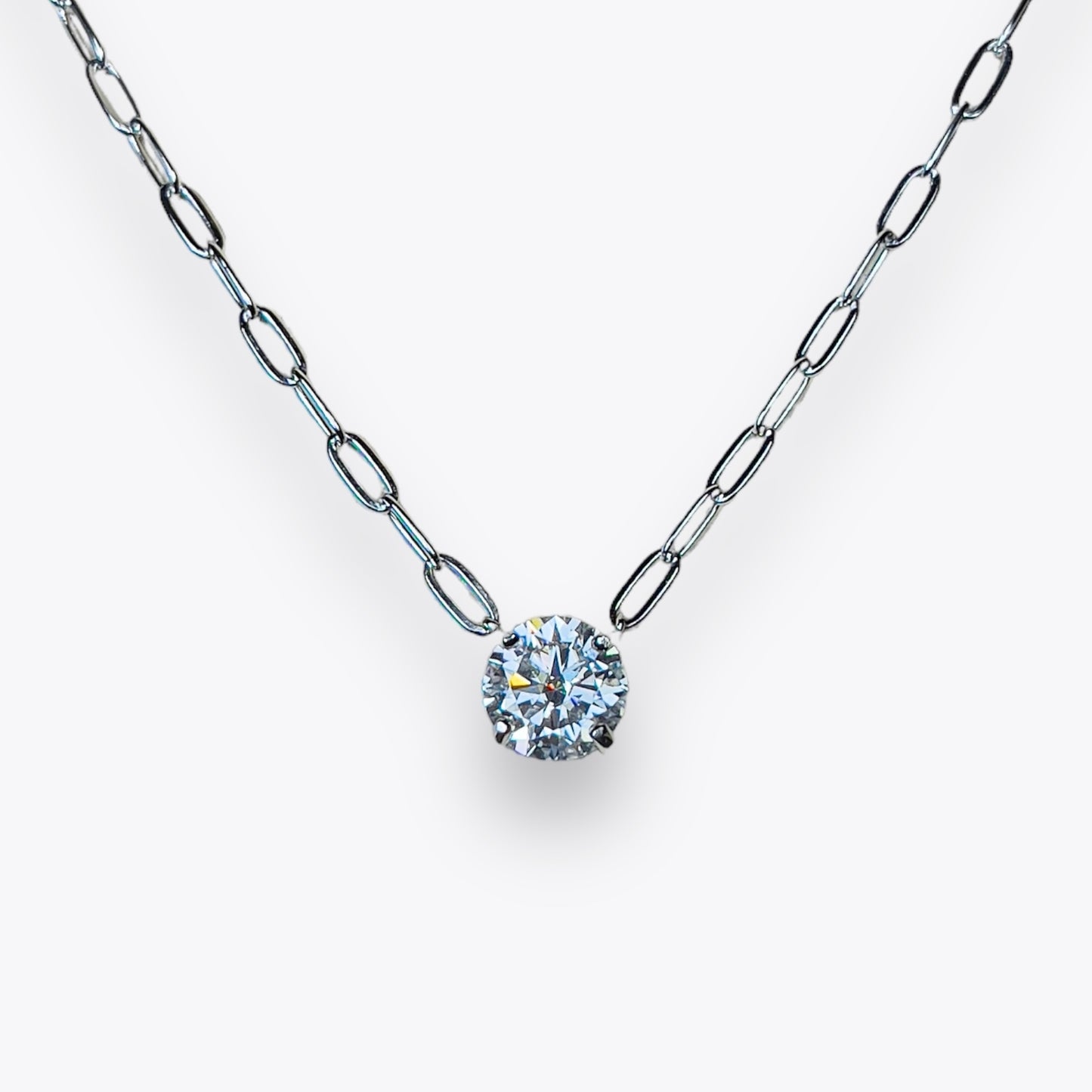 White Moissanite Link Chain Necklace