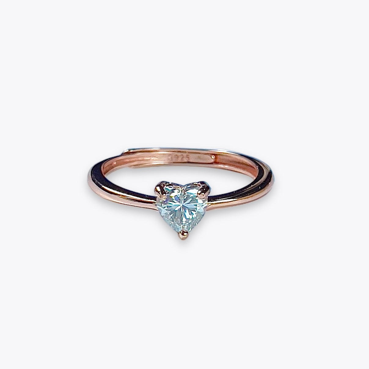 White Moissanite Dainty Heart Ring