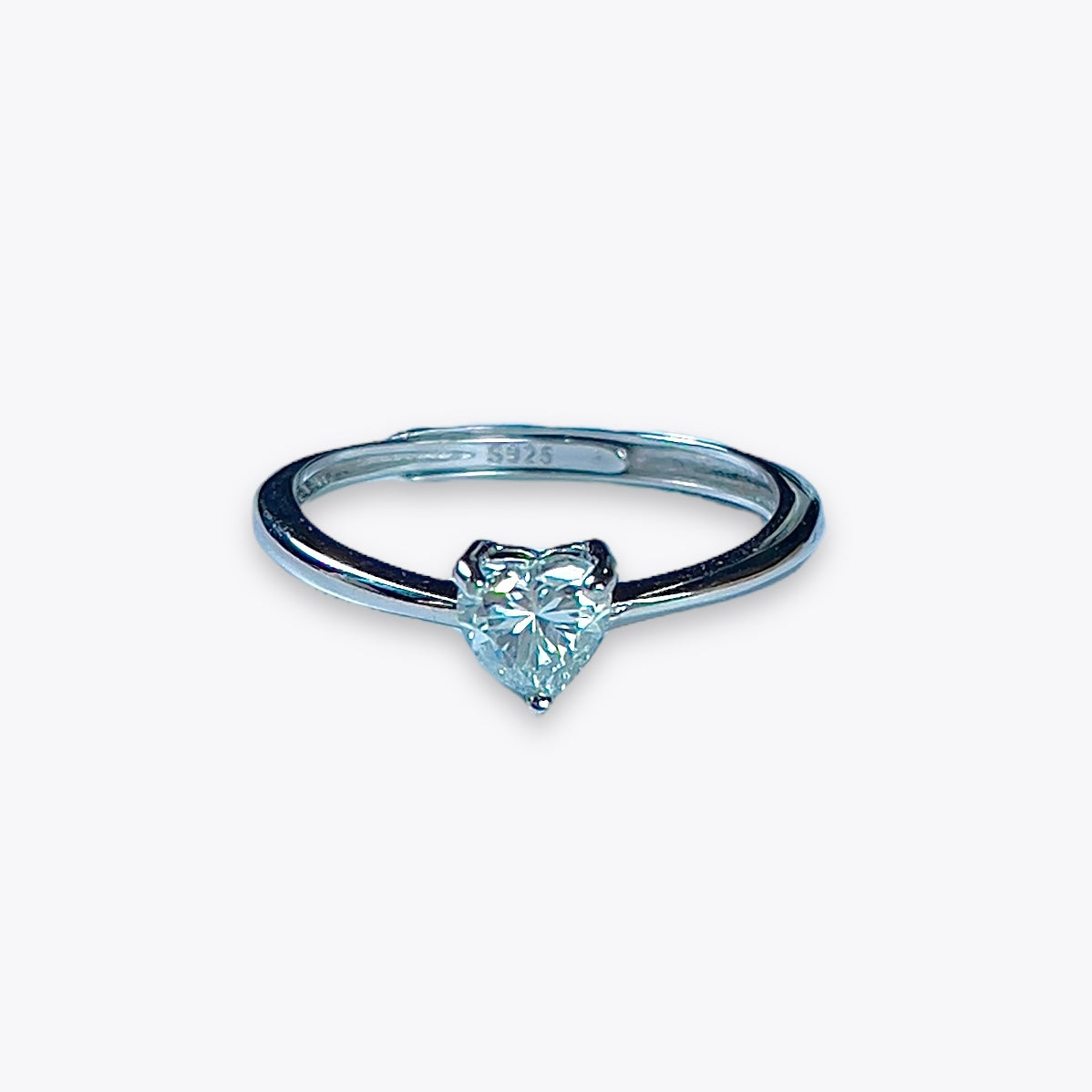 White Moissanite Dainty Heart Ring