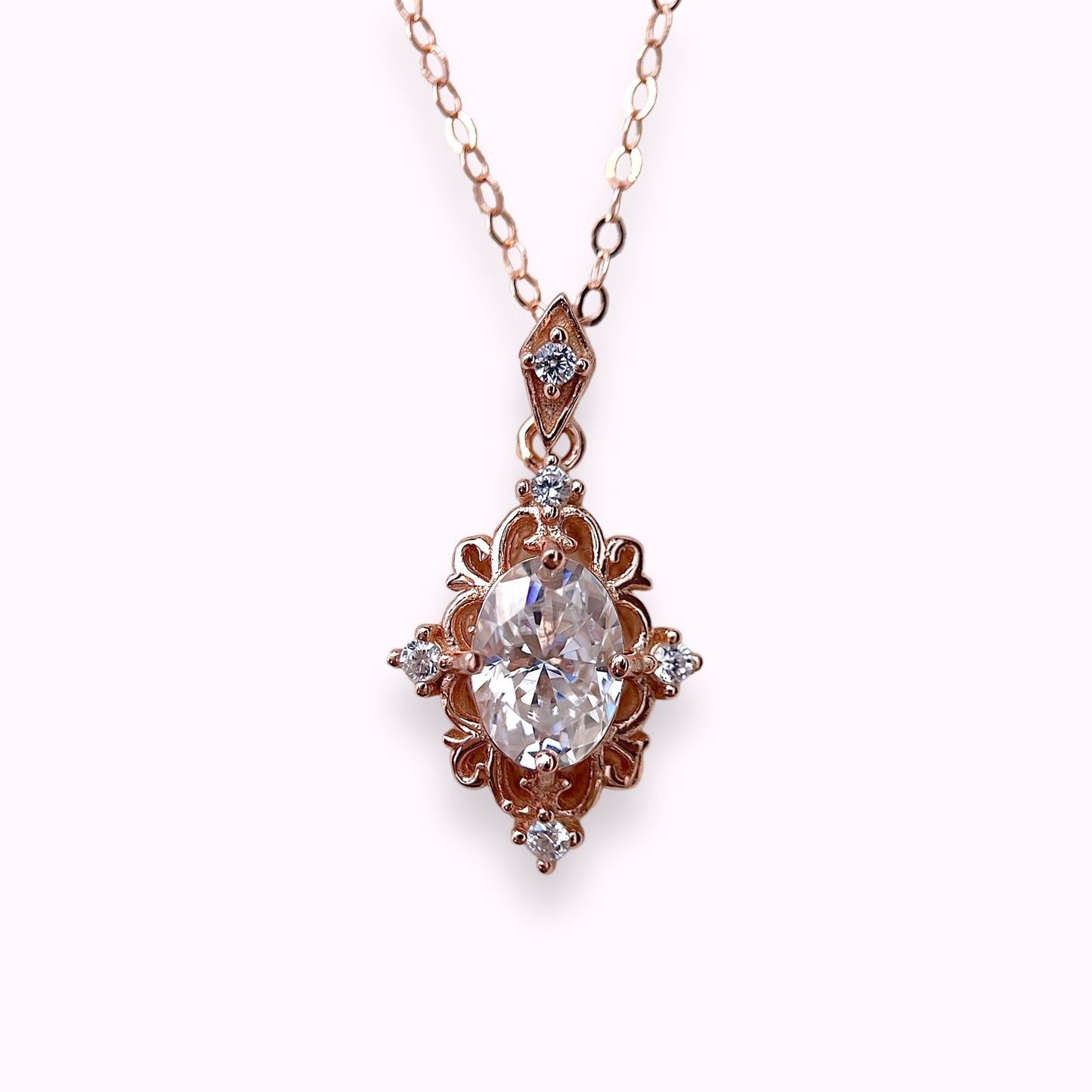 White Moissanite Regal Necklace
