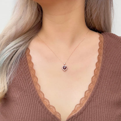 Garnet Heart Necklace