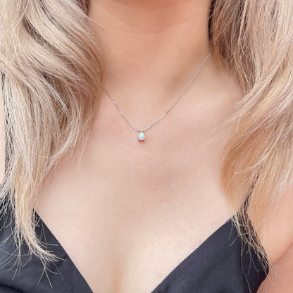 Teardrop Opal Collarbone Necklace