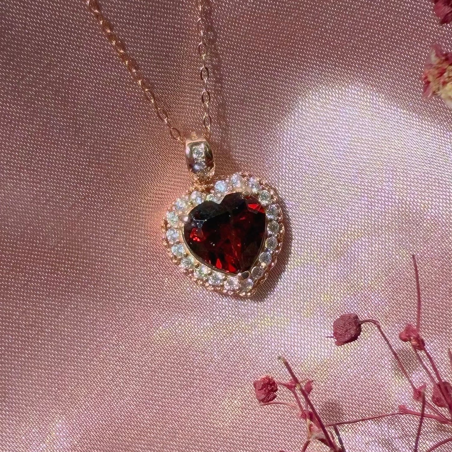 Garnet Heart Necklace