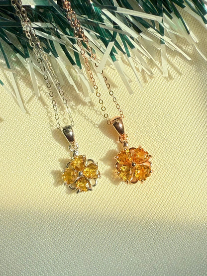 Citrine Spinning Clover Necklace