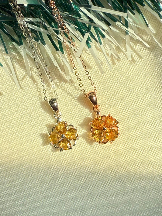 Citrine Spinning Clover Necklace