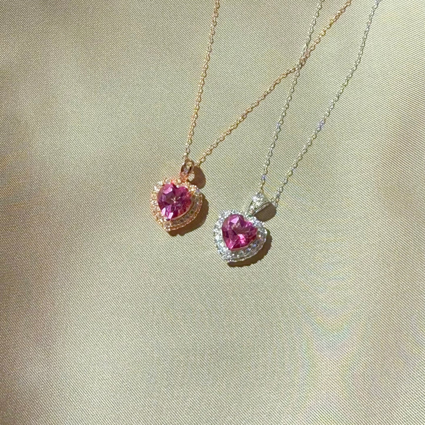 Pink Topaz Heart Necklace