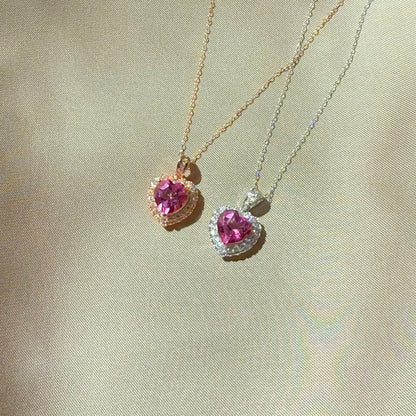 Pink Topaz Heart Necklace