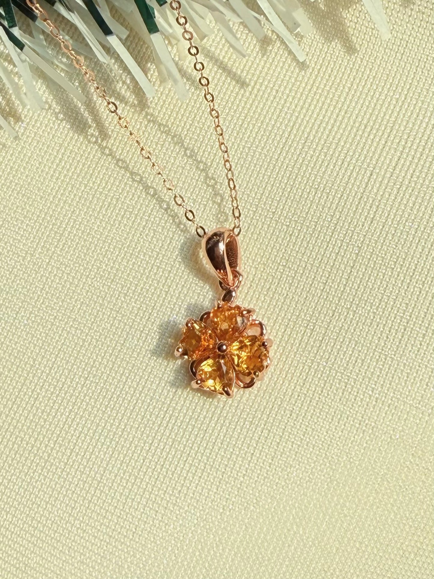 Citrine Spinning Clover Necklace