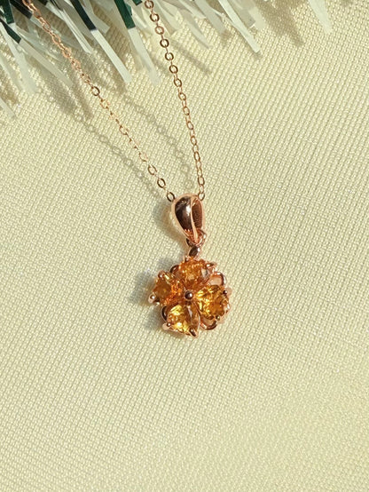 Citrine Spinning Clover Necklace