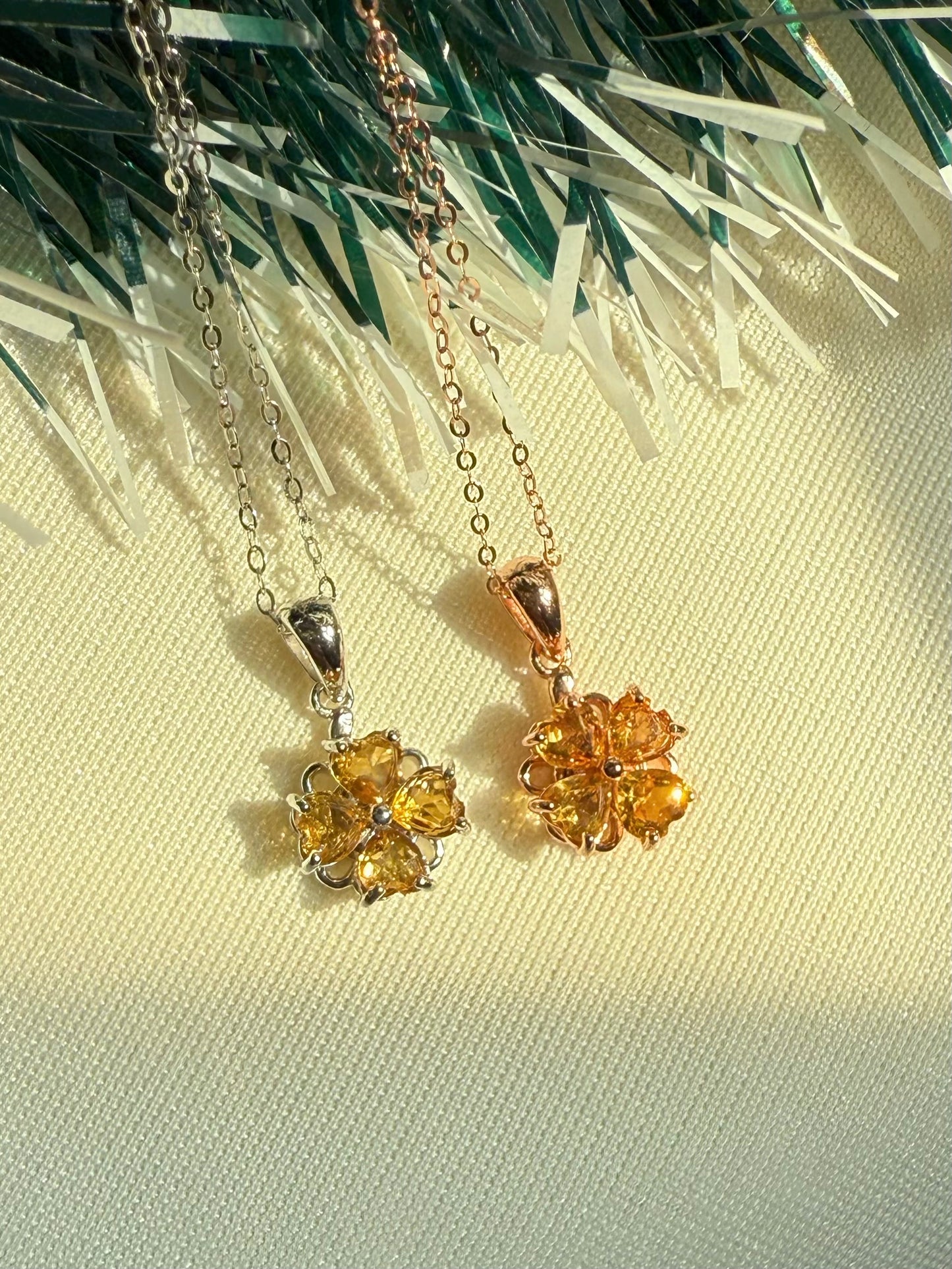 Citrine Spinning Clover Necklace