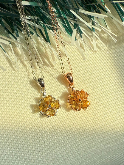 Citrine Spinning Clover Necklace