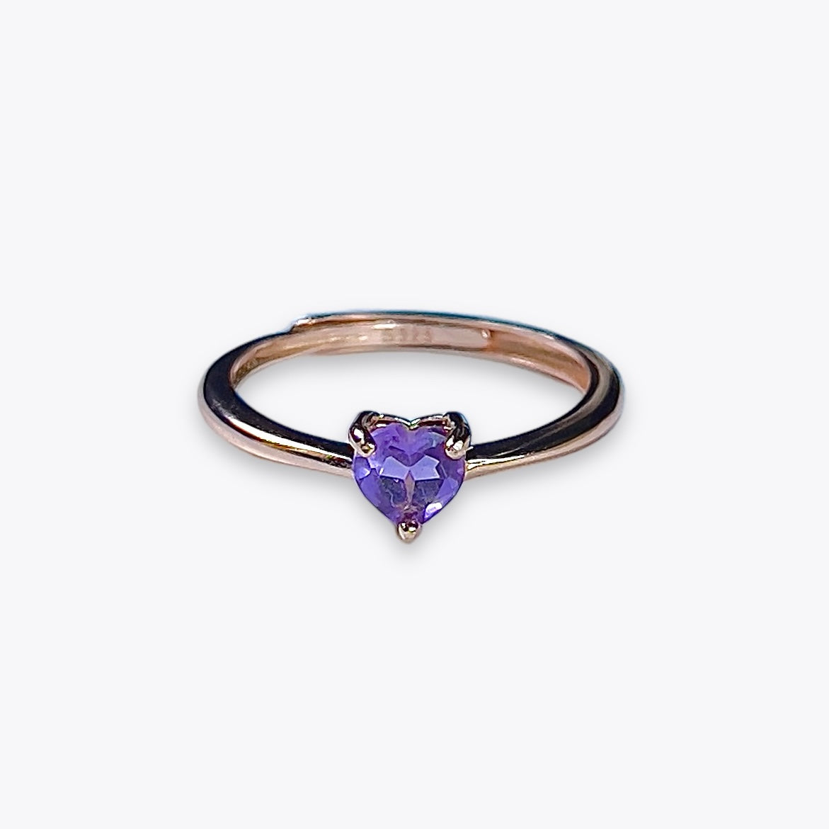 Amethyst Dainty Heart Ring