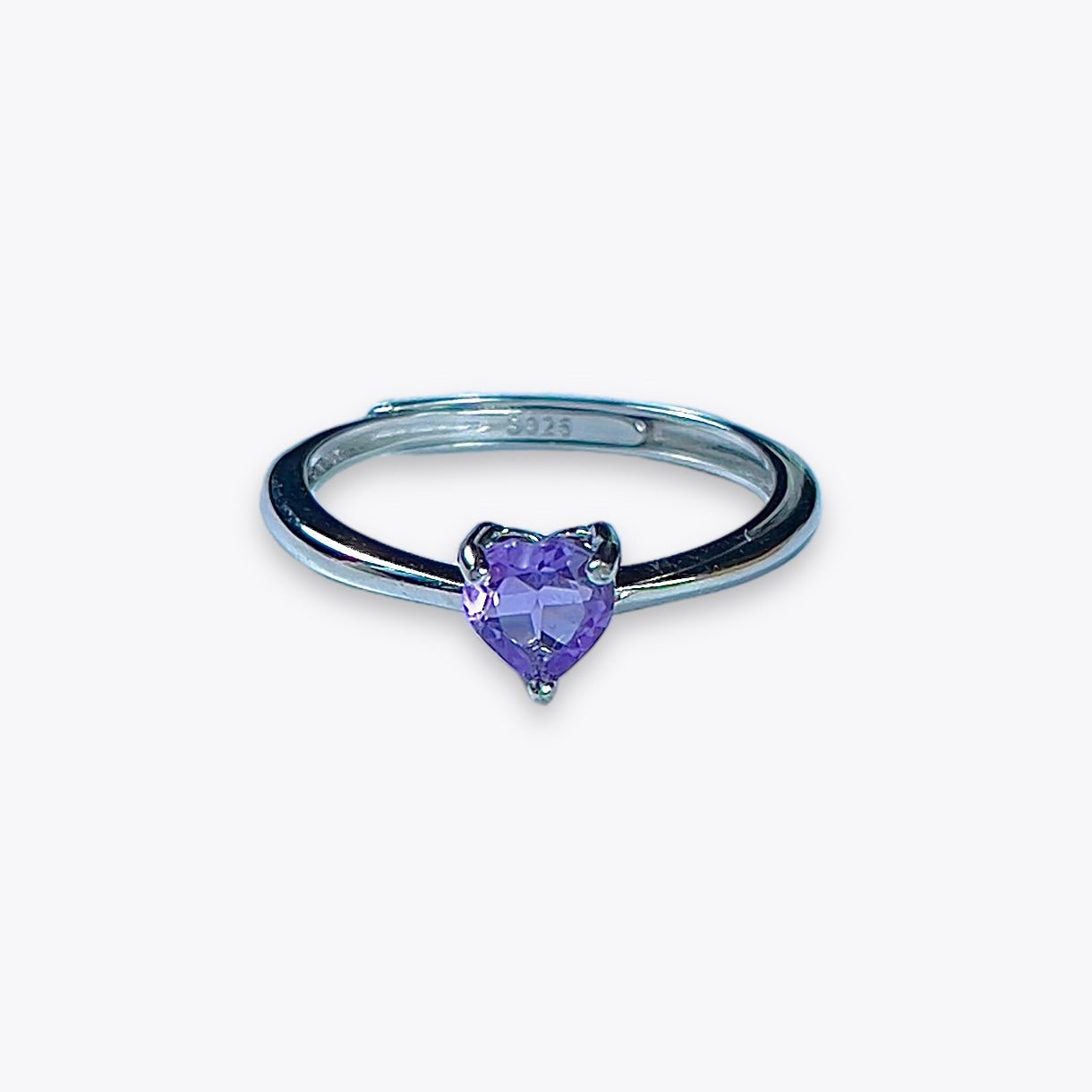 Amethyst Dainty Heart Ring