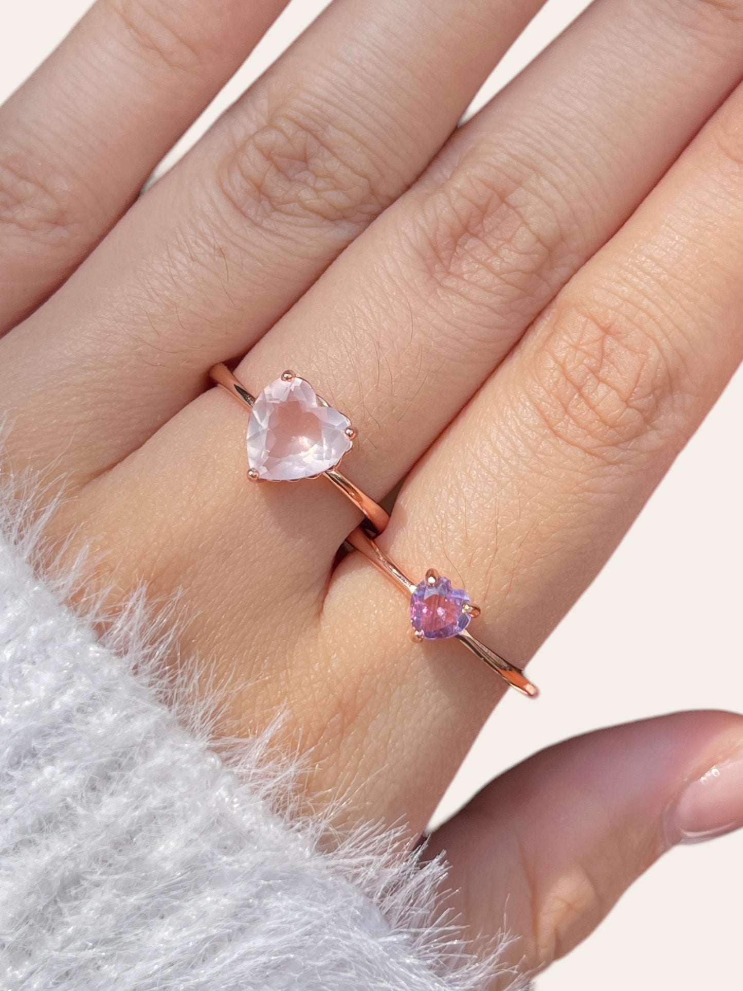 Amethyst Dainty Heart Ring