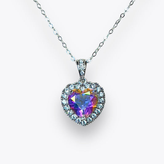 Angel Aura Quartz Heart Necklace