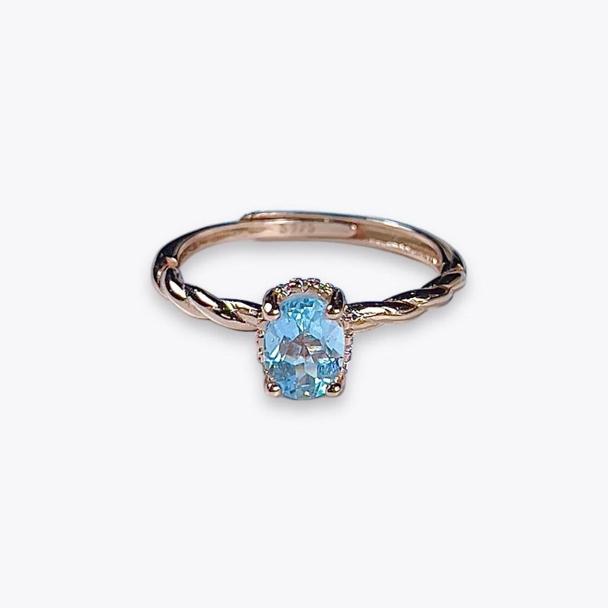 Aquamarine Halo Ring