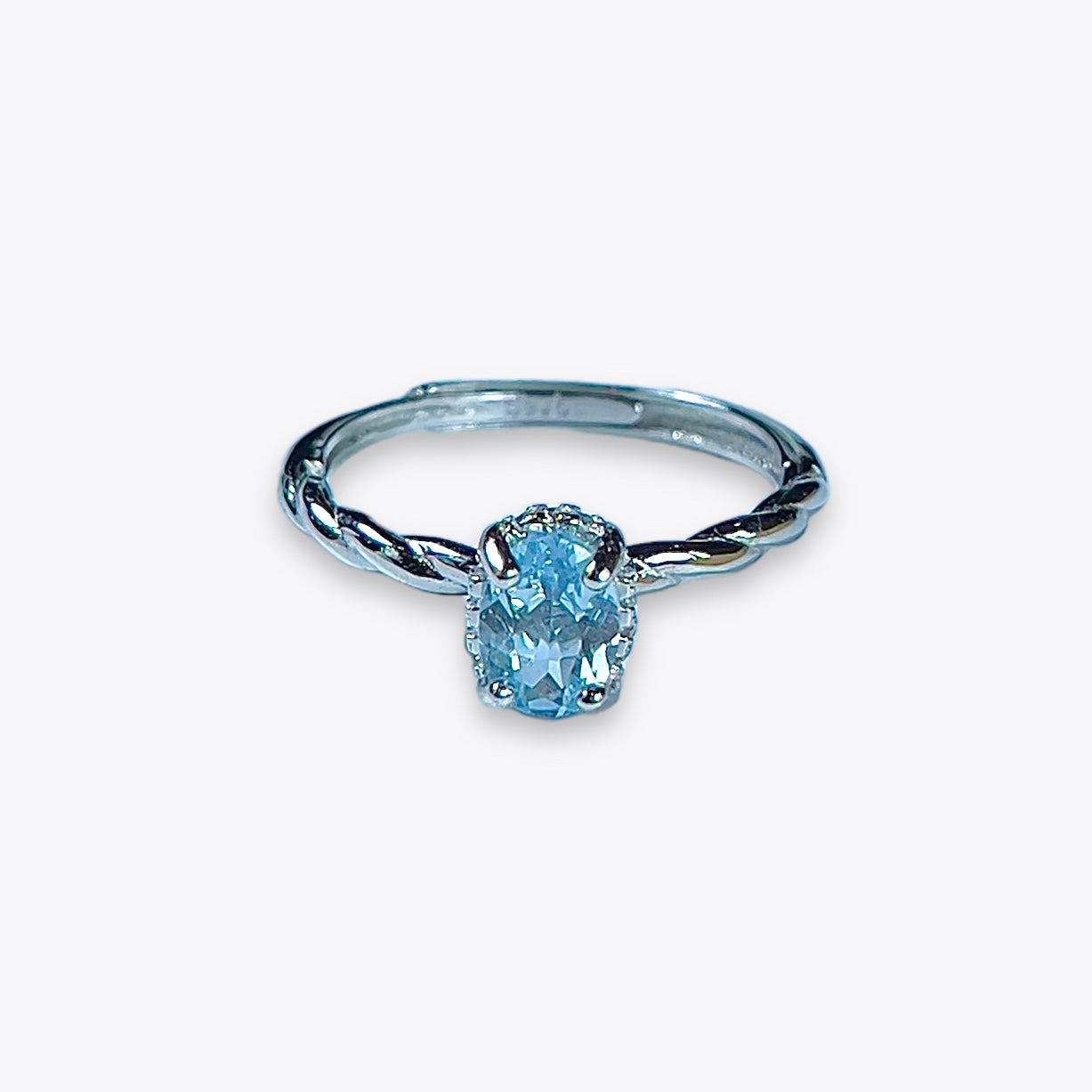 Aquamarine Halo Ring