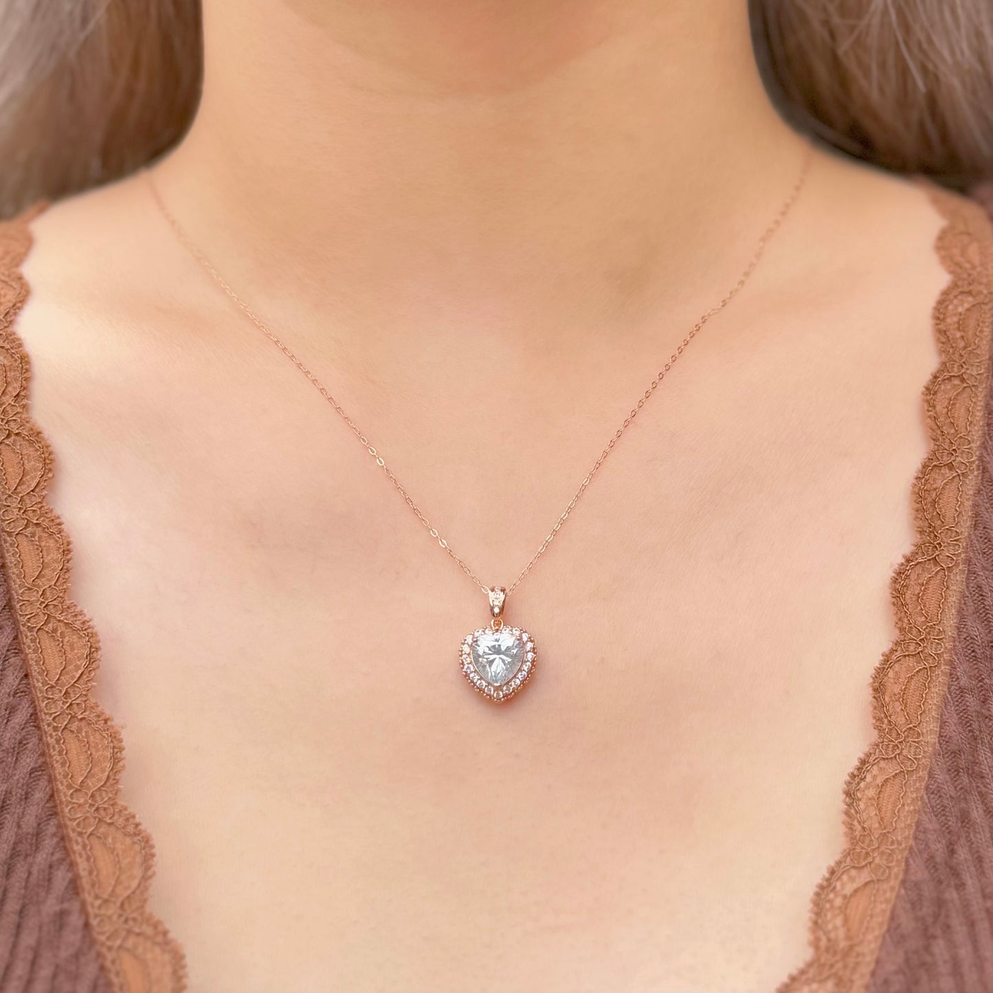 White Moissanite Heart Necklace