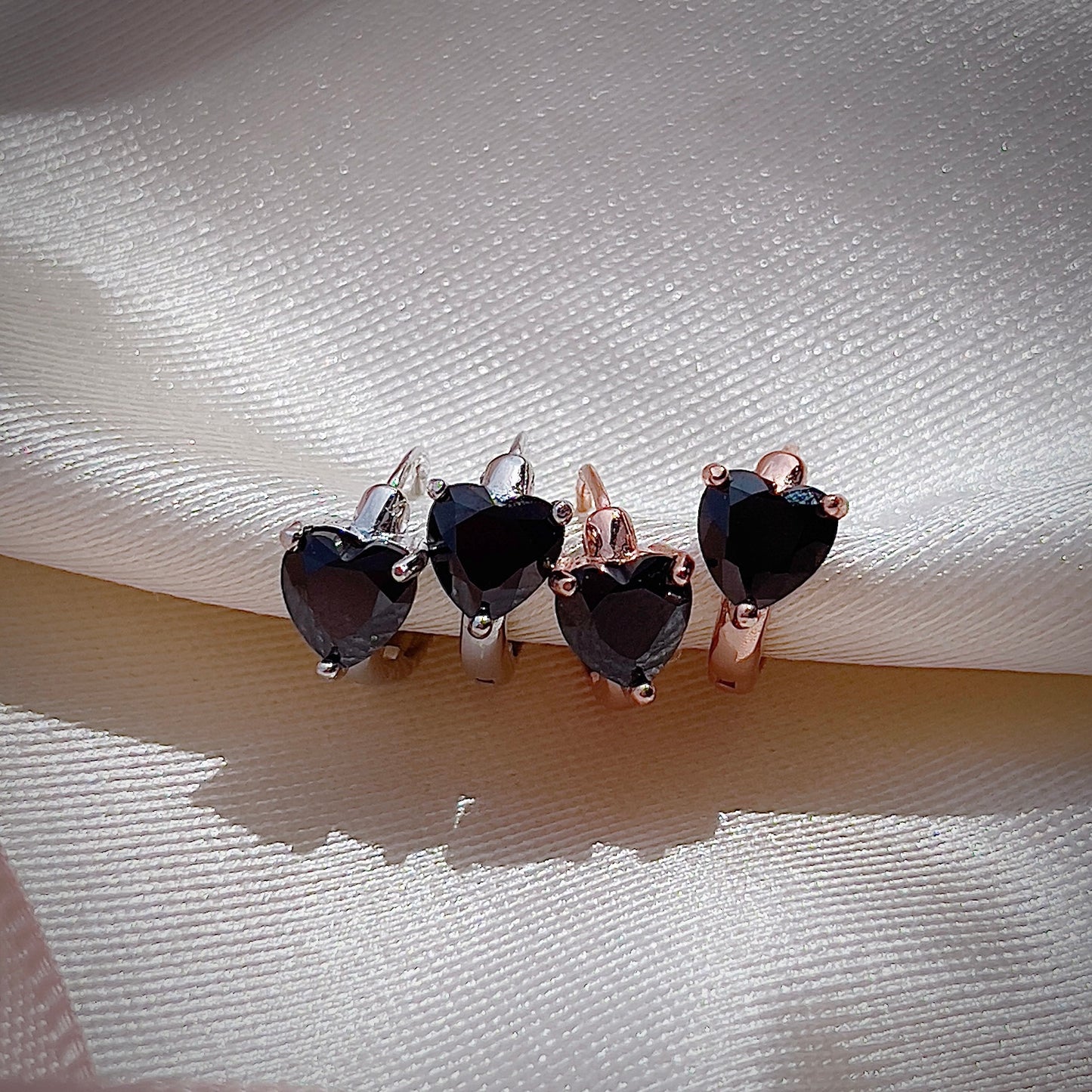 Black Spinel Heart Huggies