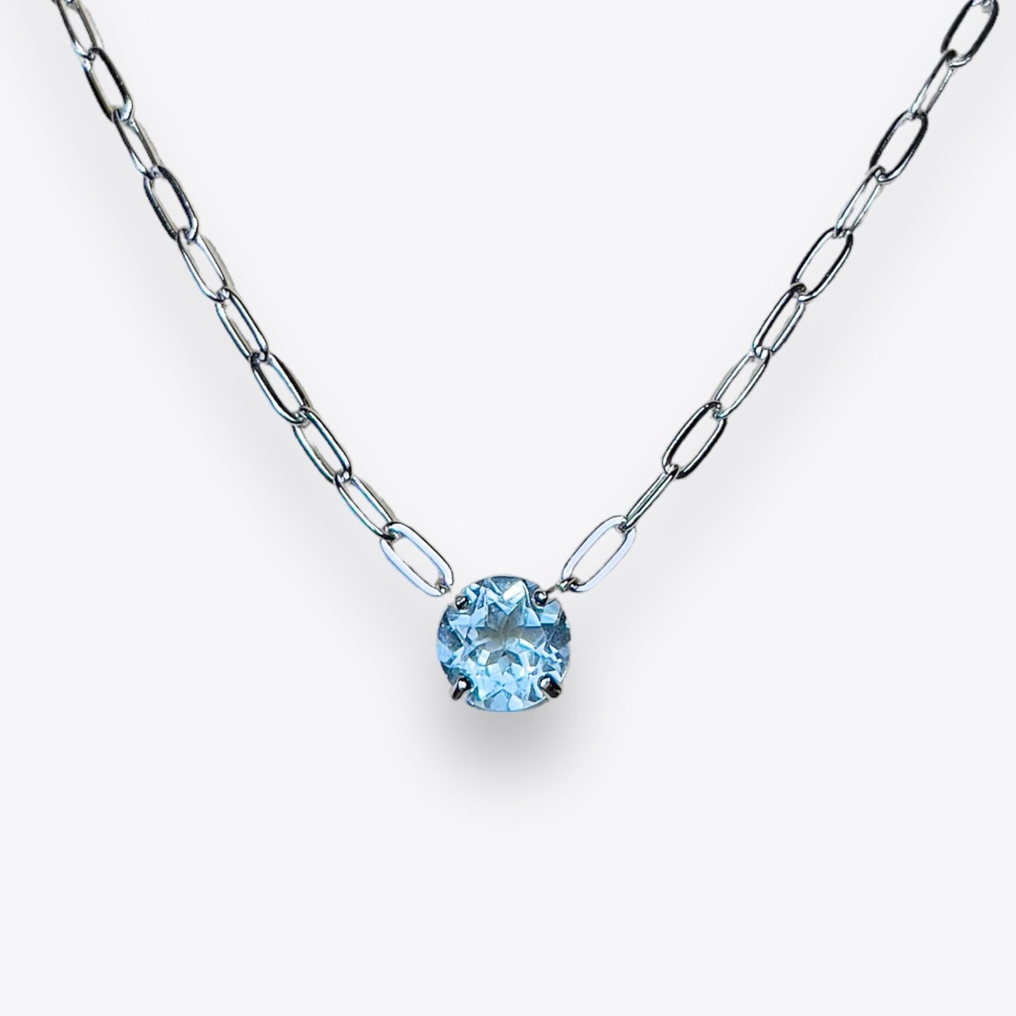 Blue Topaz Link Chain Necklace