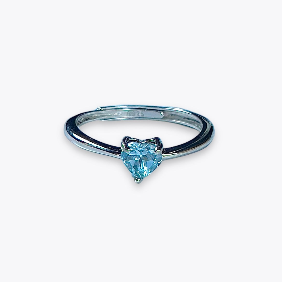 Blue Topaz Dainty Heart Ring